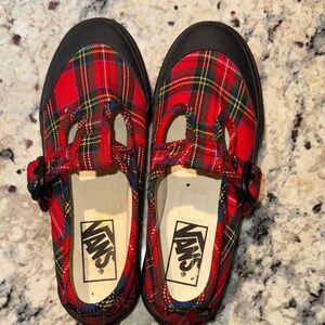 Vans Red Plaid Mary Janes with Strap
